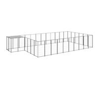 Niche noire 19,36 m² en acier avec toit en polyéthylène | Structure en acier robuste, toit imperméable et -UV, loquet avec serrure, ventilation par maille, grand espace