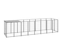 Niche noire 4,84 m² en acier pour chiens | Structure en acier, toit en polyéthylène résistant à l'eau et aux UV, loquet verrouillable, ventilation par maille