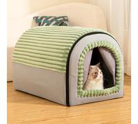 Niche pliable 2 en 1 pour animal domestique - Tente igloo confortable avec coussin amovible - Niche chaude et apaisante pour chiens et chats de petite, moyenne et grande taille (75 x 50 x 50 cm)