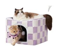 Niche pliable en forme d'igloo avec boule moelleuse pour l'intérieur et plusieurs petits animaux de compagnie (violet, 41 x 41 x 35 cm)
