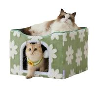 Niche pliable en forme d'igloo avec boule moelleuse pour l'intérieur et plusieurs petits animaux de compagnie (vert, 41 x 41 x 35 cm)