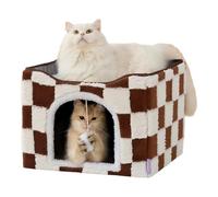 Niche pliable en forme d'igloo avec boule moelleuse pour l'intérieur et plusieurs petits animaux de compagnie (marron, 41 x 41 x 35 cm)