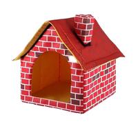 Niche pliable pour petit chien chat chaud et confortable style mur de briques