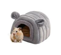 Niche pour animaux de compagnie, 17 x 17 x 15 cm, 150 g, pour petits animaux, linge de lit mignon, abri en forme de châtaignier, en peluche, polaire épaisse, accessoires de cage gris, lavable, avec un