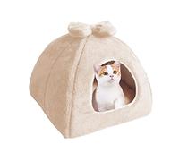 Niche pour animaux de compagnie - Abri doux pour chats et chiens, coussin antidérapant amovible, motif igloo confortable pour animaux de compagnie