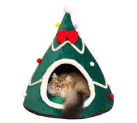 Niche pour animaux de compagnie en forme de sapin de Noël Nid pour chien et chat avec coussin amovible Nid pour chats et chats