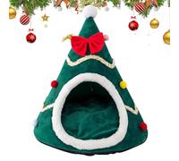 Niche pour chat avec arbre de Noël | Grotte pour chats avec arbre de Noël - Maison de campagne en peluche pour animaux de compagnie, tente de camping pour chats avec arbre de Noël, pour dormir au