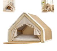 Niche pour chat avec griffoir en sisal, niche confortable 2 en 1 et tente griffoir pour chats et chatons d'intérieur, nid confortable pour se détendre, jouer et entretenir les griffes