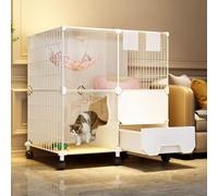 Niche pour Chat Cage pour Chat, enclos d'intérieur pour Chat, Parc pour Chat d'intérieur, Cage pour Chat avec bac à litière, chenil en Fil métallique Amovible pour 1 à 3 Chats (Taille : 72 x
