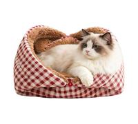 Niche pour Chat Chaud et Doudou, 2 en 1 Semi-Fermée et Pliable - Housse Amovible pour Nettoyage, Litière Douce pour Hiver - pour Chats de Toutes Tailles