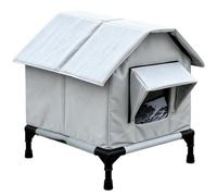 Niche pour chat d'extérieur imperméable surélevée isolée à double porte | Niche d'hiver pour chats d'extérieur, convient pour écurie, terrasse, jardin, cour, balcon, chiens de petite taille, chiots