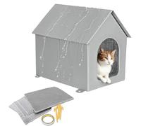 Niche pour chat d'extérieur robuste - 4 feuilles isolantes - 100 % résistant aux intempéries - Avec tapis doux amovible - Abri sûr pour l'hiver