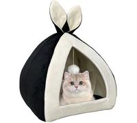 Niche pour chat d'intérieur avec oreiller lavable confortable lit pour animaux de compagnie tente Noir Taille M:40X40X CHATIERE