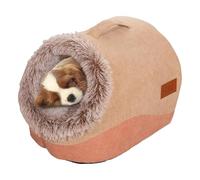 Niche pour chat d'intérieur, grotte semi-fermée avec poignée | Niche confortable pour chats et chiens lapins
