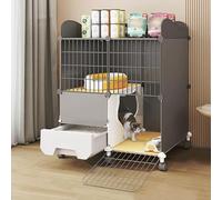 Niche pour Chat d'intérieur, Parc pour Chat, Cage de Transport avec roulettes pour Un déplacement Facile, Le dernier étage Peut stocker des Objets (Couleur : Colis 3, Taille : 75 x 39 x 89 cm) (paque