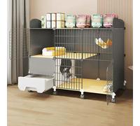 Niche pour Chat d'intérieur, Parc pour Chat, Cage de Transport avec roulettes pour Un déplacement Facile, Le dernier étage Peut stocker des Objets (Couleur : Colis 3, Taille : 75 x 39 x 89 cm) (paque