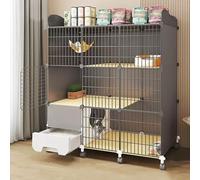 Niche pour Chat d'intérieur, Parc pour Chat, Cage de Transport avec roulettes pour Un déplacement Facile, Le dernier étage Peut stocker des Objets (Couleur : Colis 3, Taille : 75 x 39 x 89 cm) (paque