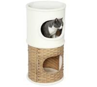 Niche pour chat d'intérieur - PawHut - 3 niveaux - plateau supérieur - tonneau à gratter en sisal - Ø 40 x 80 cm - crème