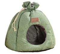 Niche pour chat d'intérieur - Portable - Lavable - Imperméable - En forme de sac - Moelleux et doux - Pour la maison, les voyages, l'extérieur - Vert