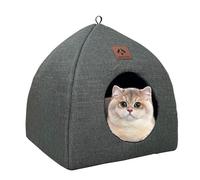 Niche pour chat domestique, maison respirante, 2 en 1, quatre saisons, avec poignée de transport, niche semi-fermée, amovible, lavable, pour un confort en toute saison