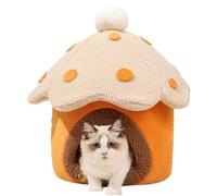 Niche pour chat en forme de champignon, lit pour chat à champignon - Copropriété chaton - Joli lit pour chat avec coussin amovible. Niche chaude pour dormir dans la grotte pour chien