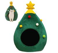 Niche pour chat en forme de sapin de Noël, lit pour animaux de compagnie, lit pour sapin de Noël, grotte fermée, portable pour intérieur, tente portative pour animaux de compagnie, pour chats et