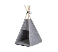Niche pour Chat en Forme de Tente Tipi en Feutre Gris Clair Cachette Parfaite pour votre Animal Très Confortable et Décoratif Beliani