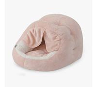 Niche pour chat en forme d'igloo d'intérieur super douce et confortable en peluche avec coussin amovible - Nichoir chaud pour animal domestique (rose)