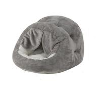 Niche pour chat en forme d'igloo d'intérieur super douce et confortable en peluche avec coussin amovible - Nichoir chaud pour animal domestique (gris)