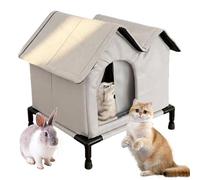 Niche pour chat en plein air : tente de camping surélevée, imperméable à l'eau, abri épaissi à l'épreuve du vent, rangement facile, design de plancher surélevé, cachette