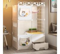 Niche pour Chat, enclos d'intérieur pour Chat, Parc pour Chat d'intérieur, Cage pour Chat avec bac à litière, Niche métallique Amovible pour 1 à 3 Chats (Taille : 72 x 37 x 107 cm)
