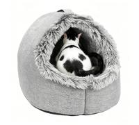 Niche pour chat fermée - Chaud et relaxant avec poignée, structure confortable en grotte pour animaux domestiques, dôme escamotable intérieur en peluche, abri d'hiver confortable pour petites âmes