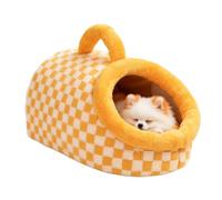 Niche pour chat, jolie maison chaude en peluche douce semi-fermée avec | Cave pour chat, 34 x 26 x 25 cm, jolie maison chaude en peluche douce semi-fermée avec poignée, grottes intérieures pour