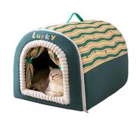 Niche pour chat, jolie maison douce et lavable - Lit en dôme doux avec poignée - Pour chiot, petit animal domestique, intérieur ou extérieur