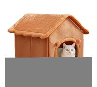 Niche pour chat - Lit d'hiver pour animal domestique de 52 cm | Enclos en velours arctique - Pliable avec antidérapant et coussin amovible | Cet abri à capuche en peluche offre un espace apaisant
