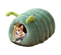 Niche pour chat - Lit d'hiver semi-couvert en peluche douce | Lit pliable et antidérapant en forme de chenille pour animaux de compagnie de petite taille et de taille moyenne