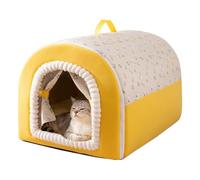 Niche pour chat | Maison chaude lavable - Lit fermé pour chat avec poignée | Pour chiot, chaton, intérieur et extérieur, maison, hiver