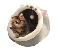 Niche pour chat, niche semi-fermée, confortable pour petit animal de compagnie, tente décorative en peluche avec jouet suspendu et tampon en coton, lit rond confortable pour chats, chatons, chiens,
