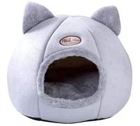 Niche pour Chat - Nid de Chat Antidérapant - Doux et Chaud - Amovible - Pliable - Gris