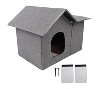 Niche pour Chat Pliable, Maison Extérieure Imperméable et Résistante à la Pluie, Gris, Confort et Protection - Abri Douillet, Matériaux Résistants, Idéal pour Appartements et (Grau)