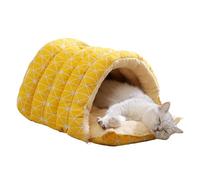 Niche pour chaton - Confortable - Amovible - Lavable - Double ouverture - Design dôme semi-scellé - Pour chiots, chatons, petits animaux domestiques - Aire de jeux d'hiver et de Noël