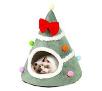 Niche pour chats Arbre de Noël - Lavable au chaud semi-fermé | Maison pour chats Sac de couchage de Noël - pour petites races moyennes et grandes pour jouer au repos et au sommeil dans la chambre et
