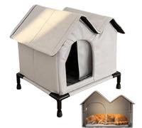 Niche pour chats d'extérieur avec isolation thermique pour animaux de compagnie et abri pour chats extérieur imperméable avec sol surélevé pour utilisation dans le jardin, la cour, la pelouse et le
