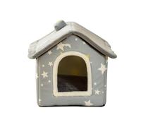 Niche pour chats d'intérieur semi-fermée en forme de maison avec coussin amovible, meubles imperméables