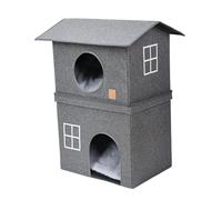 Niche pour chats, niches pliables à 2 couches pour animaux de compagnie pour intérieur, maison par temps froid, lits pour chats à assemblage rapide et facile avec porte pour chats de petite, moyenne e