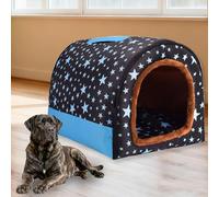 Niche pour chien 2 en 1 extra large, imperméable, apaisante et chaude avec coussin amovible - Lit luxueux anti-anxiété et antidérapant (S - 38 x 32 x 27 cm, K)