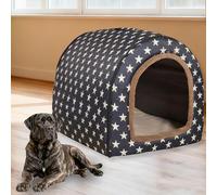 Niche pour chien 2 en 1 extra large, imperméable, apaisante et chaude avec coussin amovible - Lit luxueux anti-anxiété et antidérapant - M-45 x 37 x 32 cm, F