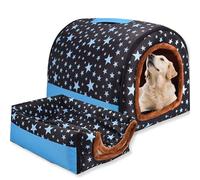 Niche pour chien 2 en 1, lit pour chien, niche chaude lavable, grande grotte pour animaux imperméable de luxe, niche pour animaux amovible, igloo anti-anxiété pour chats pour intérieur extérieur (G