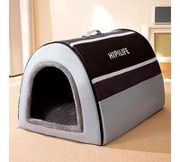 Niche pour Chien, 2 en 1 Niches & Maison d'animal Familier, Lavable lit Pliable pour Niche Chien pour Chiens Chats, Niche Chaupour Chien d'hiver, Tente pour Chien et Chat