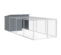 Niche pour chien avec bec anthracite en acier galvanisé - 153 x 396 x 110 cm - Résistant aux intempéries et à l'hiver - Avec toit et porte - Idéal comme niche, niche, lieu de couchage